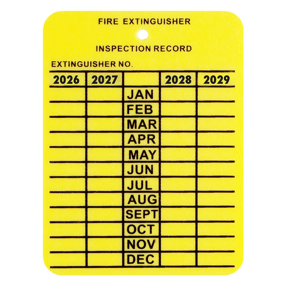 (300 Pack) 2026 to 2029 Plastic Outside 4 Year Fire Extinguisher Inspection Tags