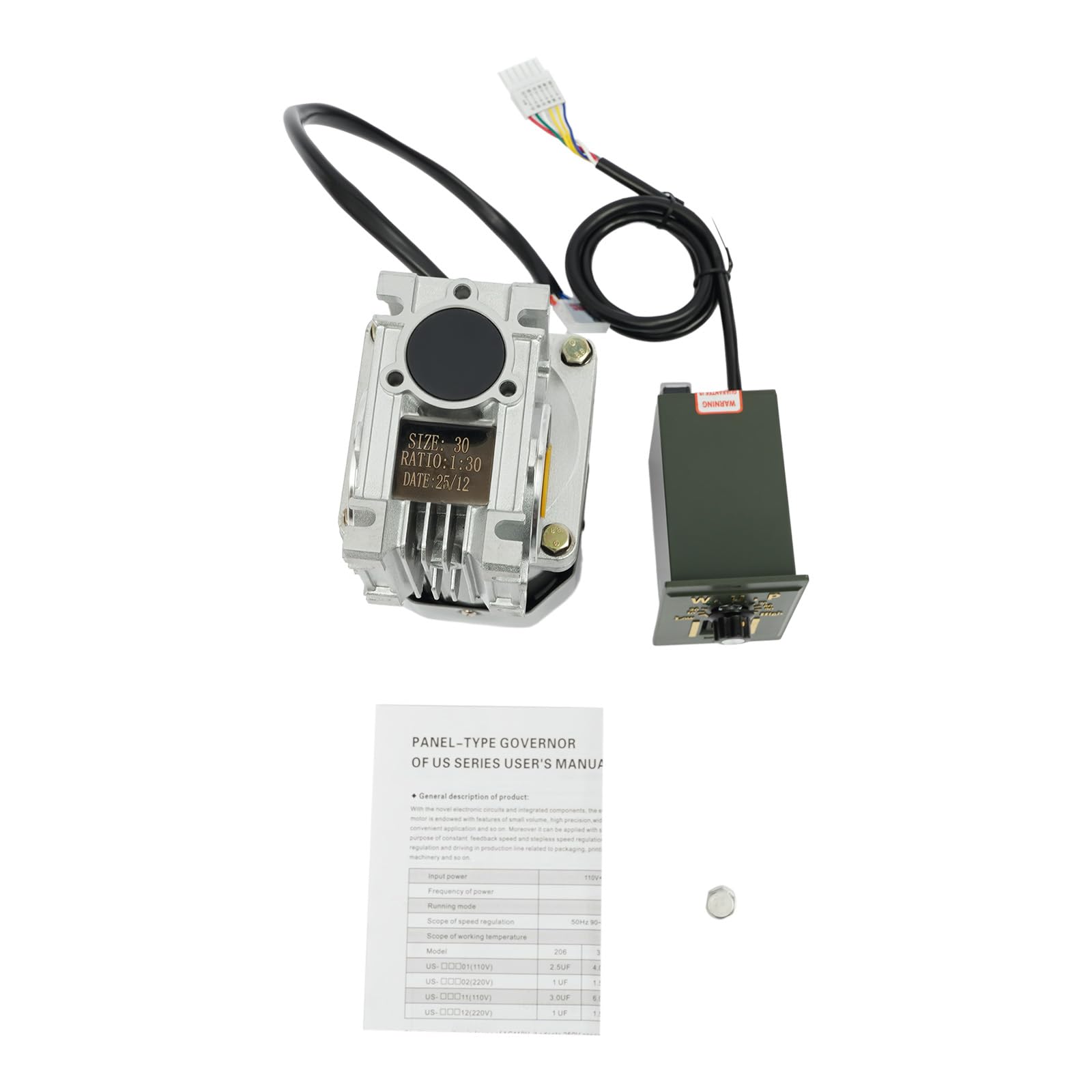 Motor de engranaje de tornillo sin fin eléctrico de 220 V 120 W con regulador, velocidad ajustable, engranaje reductor de tornillo sin fin con doble rodamiento de bolas, motor de engranaje de tornillo
