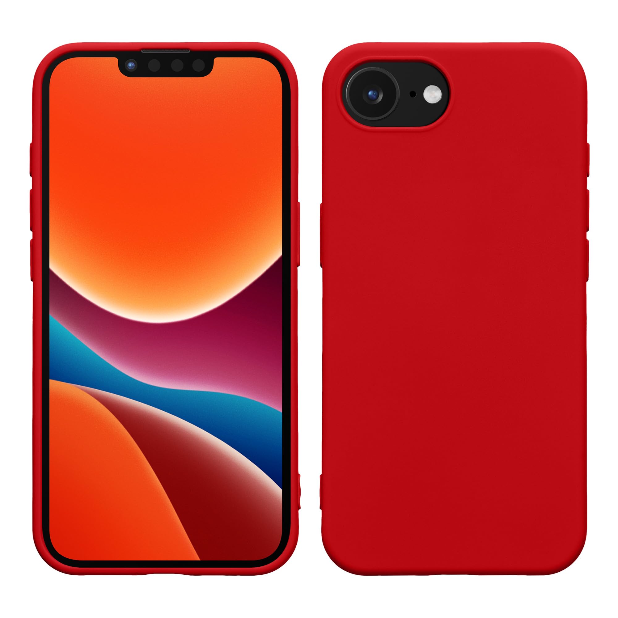 kwmobile Case Compatible with Apple iPhone 16e Case - Slim Protective TPU Silicone Phone Cover - Classic Red