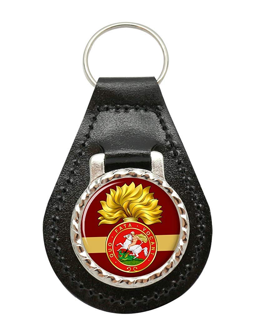 Giftshop Uk Unisex Black Leather And Silver Metal Royal Northumberland Fusiliers, British Army Leather Key Fob