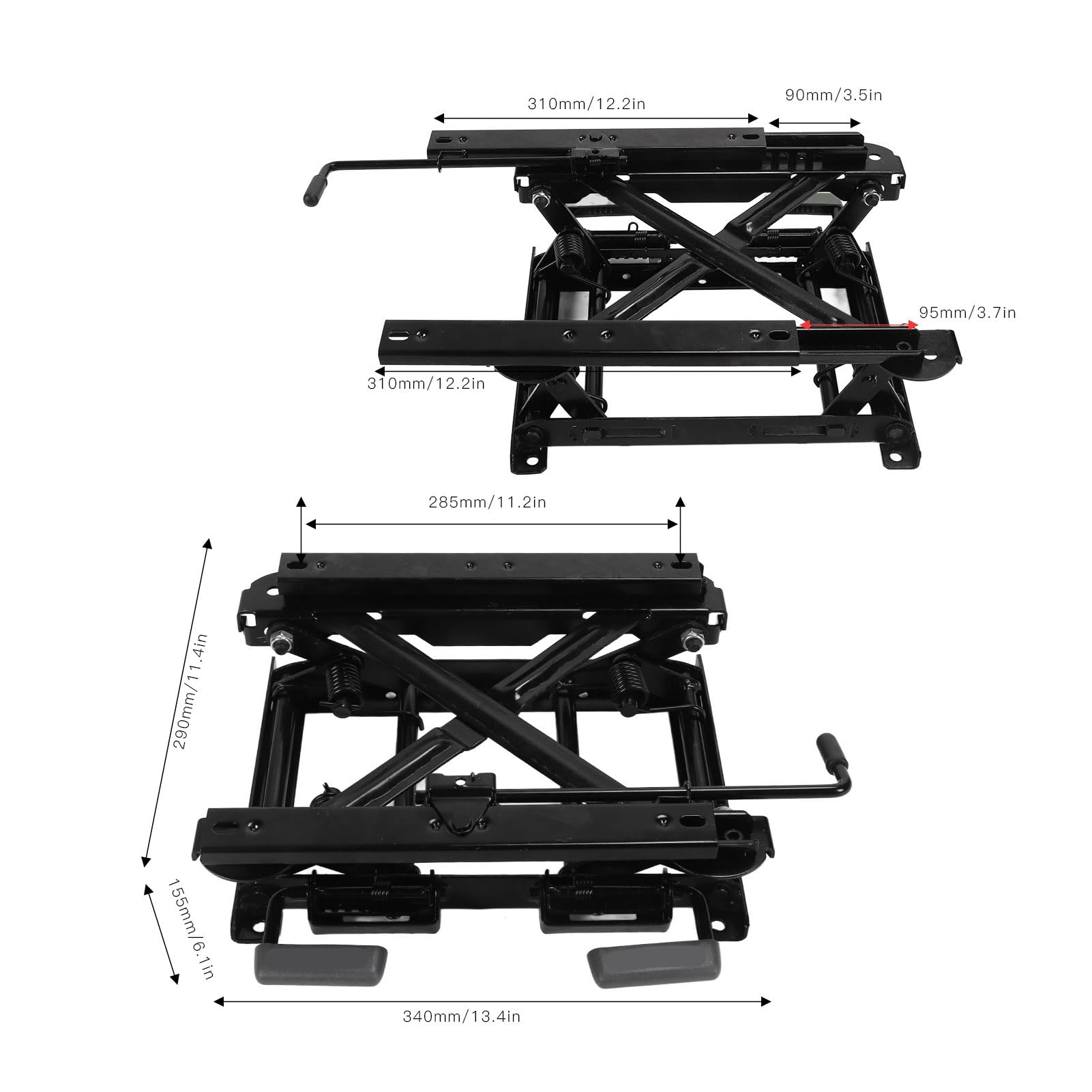 Tbest Ajusteur de Hauteur de Sièges de Voiture, Base de Levage Universelle Robuste pour Siège de Camion avec Réglage Maximum de 155 Mm, Construction en Alliage d'acier pour Véhicules