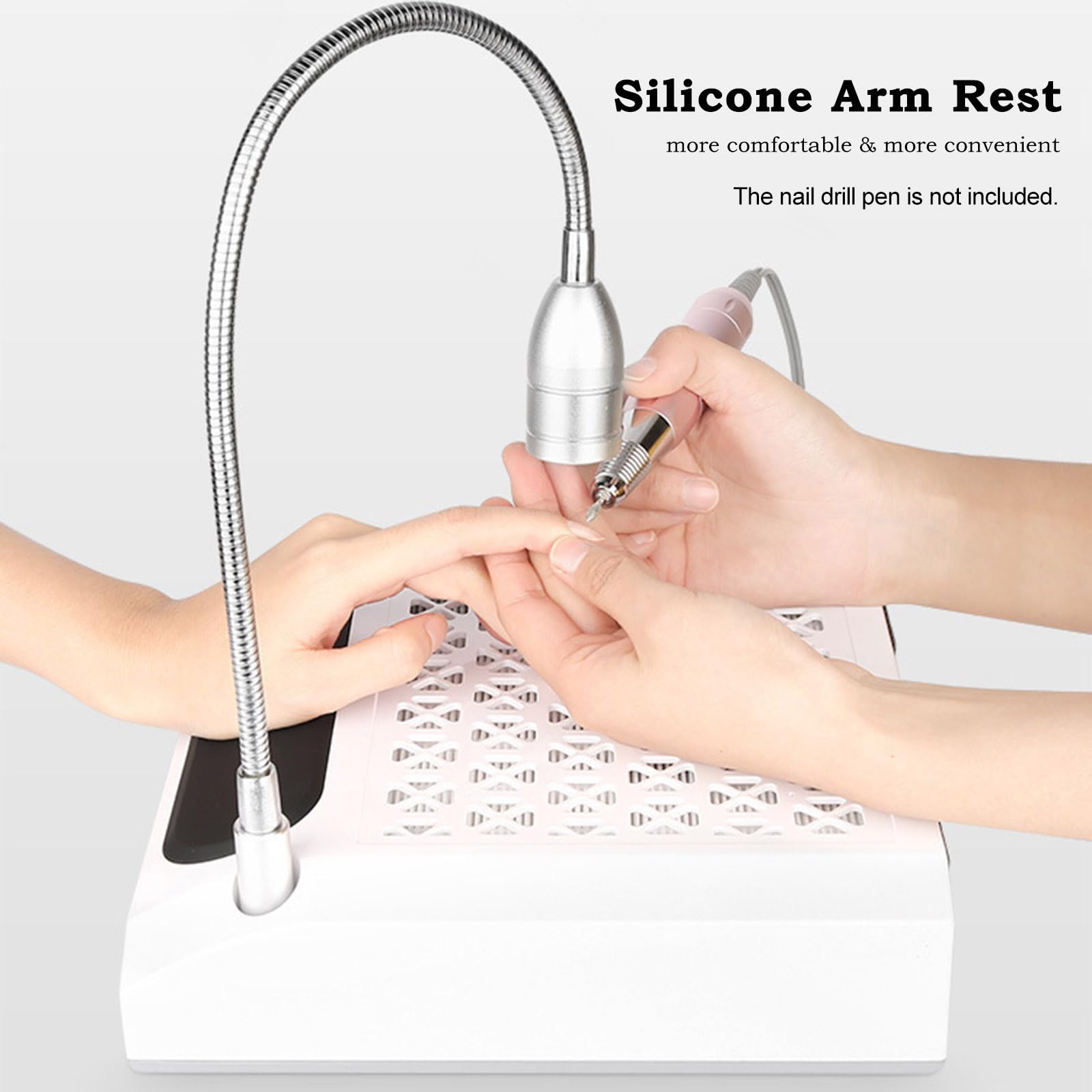 Nagel Staubsauger mit LED Lampe Professionelle Staubabsaugung Nagelstudio & Zuhause, 80W Leistungsstarker Leiser Nagelsauger mit Filter, einstellbare Geschwindigkeit Nail Dust Collector