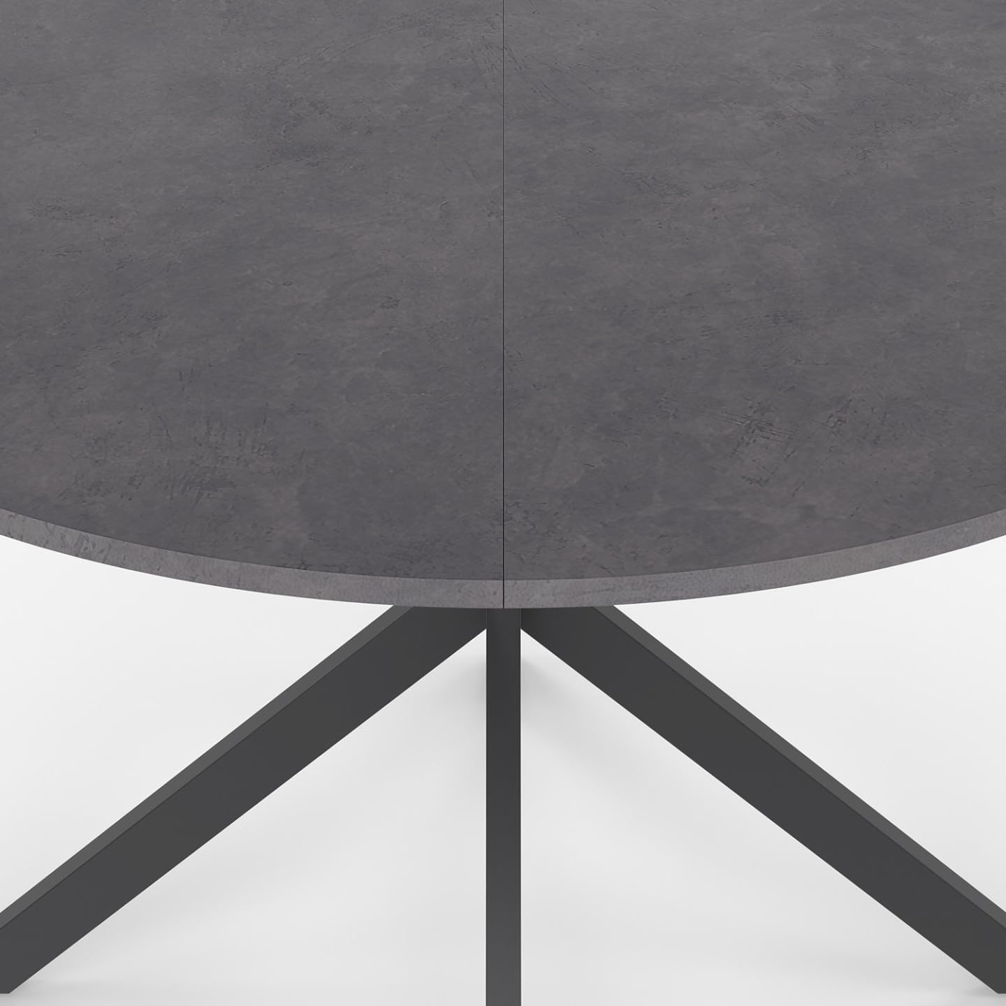 IDMarket - JASPE Tavolo da pranzo rotondo per 6 persone con piano effetto cemento e gamba a ragno grigio antracite 110 cm