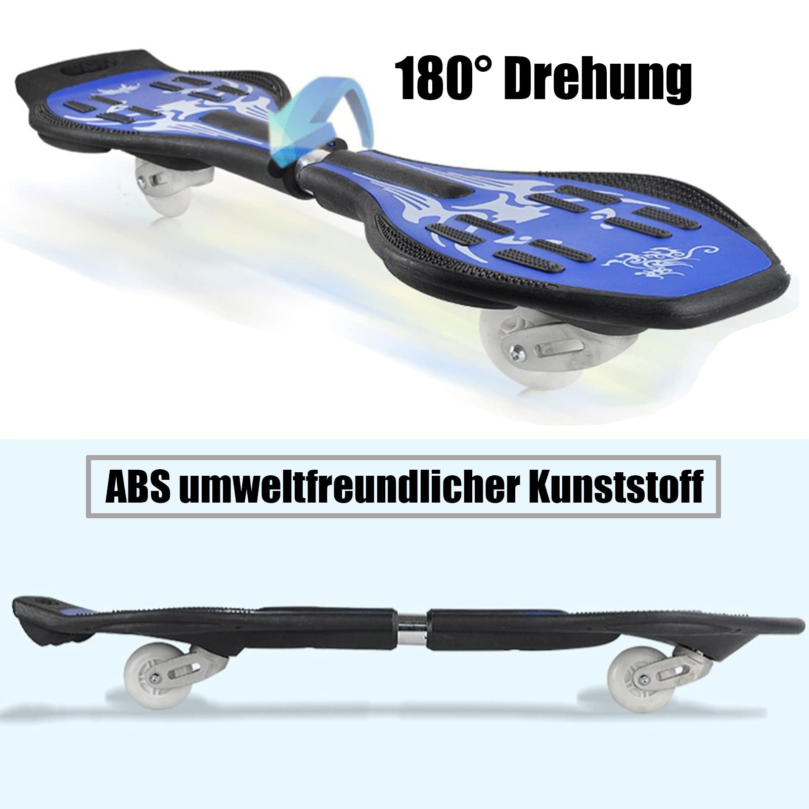 Waveboard Kinder ab 10 Jahre, Streetsurfing Waveboard Snakeboard mit Leuchtrollen, Waveboards mit Tasche und Zubehör, Skateboard für Mädchen und Junge, Belastbar Bis 100 kg