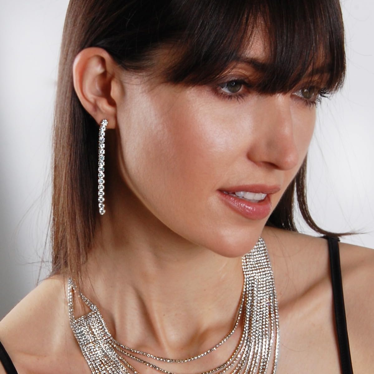 Simulated Diamond Drop Earrings for Women - Cubic Zirconia Statement Tennis Earrings - Hypoallergenic and Safe for Sensitive Ears - Image 5