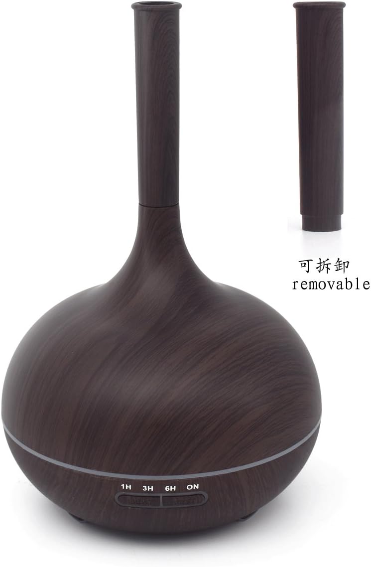 Removable nuzzle electric ultrasonic Humidifier in two shape Mute Desk wood grain Air Aromatherapy Machine 400ml Air-Conditioning essential oil diffuser aromatherapy diffuser with 7 color nightlight Waterless Auto off Air Purifiers