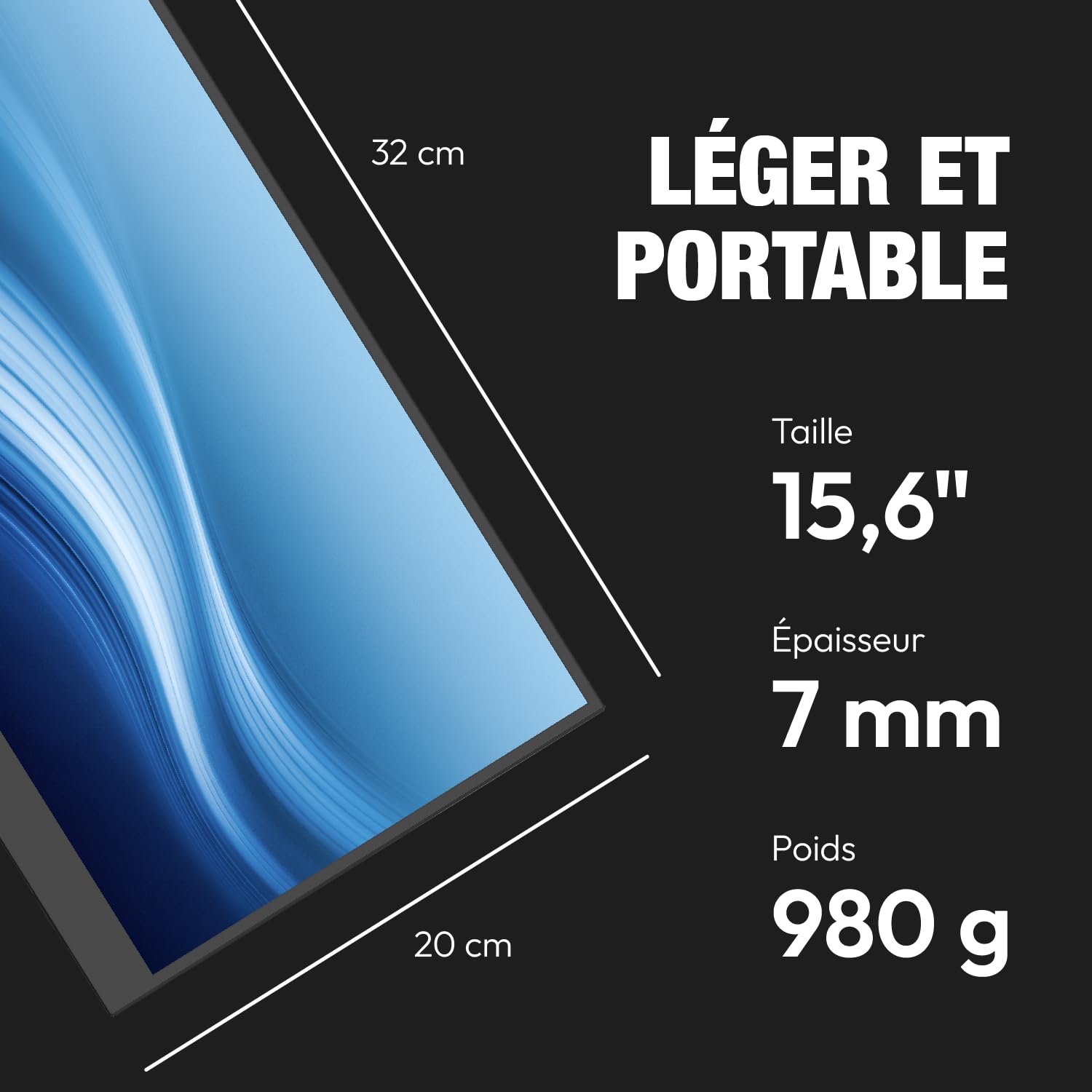 Logicom Nomad Display Ecran Portable 15,6 Pouces Full HD - écran IPS - ecran Portable USB-C & Mini HDMI deuxième écran Ordinateur Portable - ecran pc Gamer Xbox/PS4/5