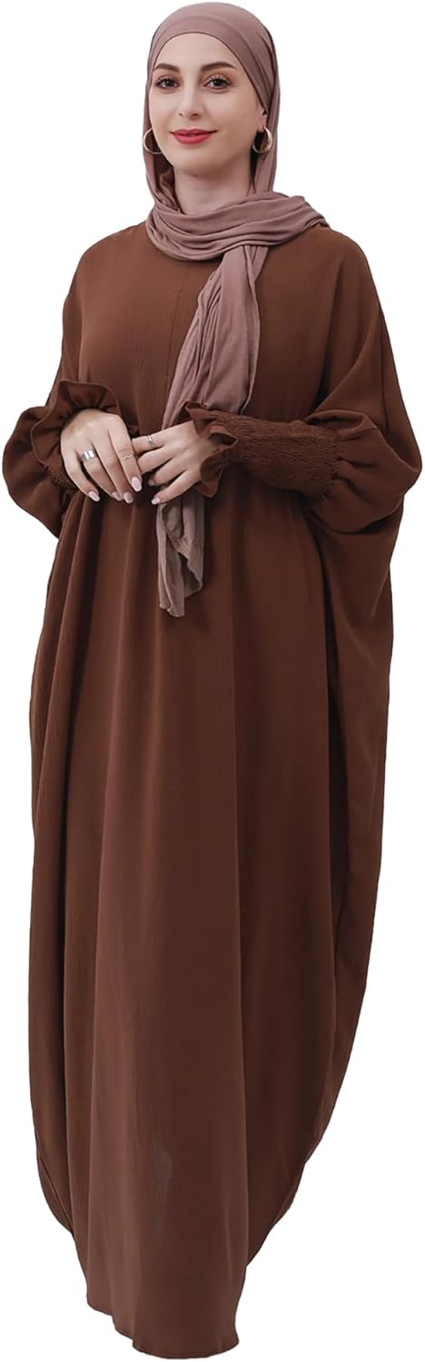 Muslim Prayer Abaya Islamic Women's Khimar Pure Color Hijab Dress Long Sleeve Dubai Kaftan