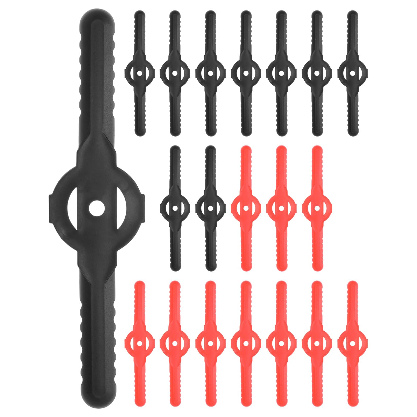 M METERXITY 20-Pack String Trimmer Head Blades Replace, Plastic Cutter Replacement Lawn Mower Weed Blades Accessories for Cordless Grass Trimmer Parts [Red, Black]