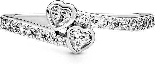Miniatura 2 de Pandora Joyería - Anillo de circonita cúbica con dos corazones brillantes en plata de ley Metal Zirconia cúbica