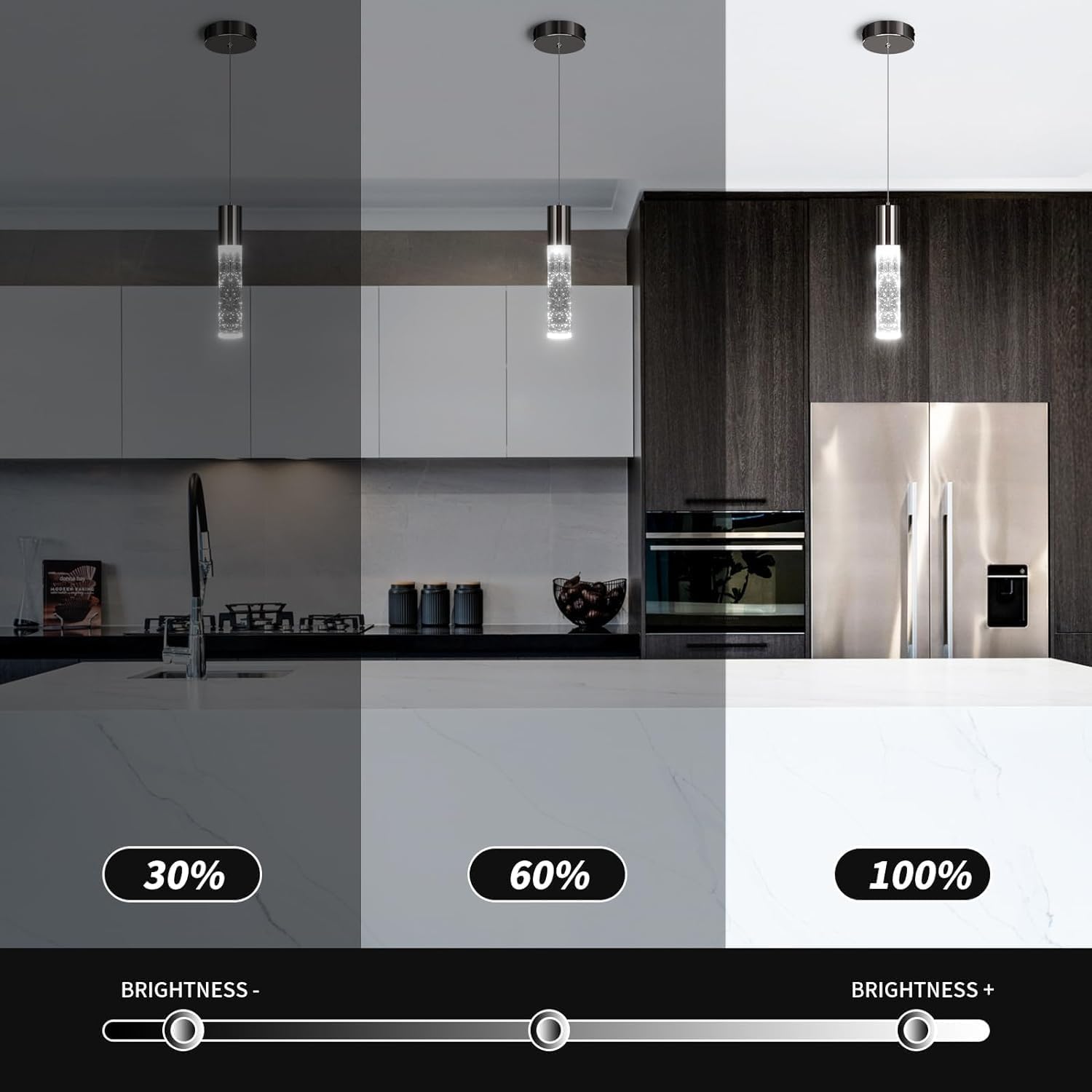 OKELI Pendant Light Fixtures, Pendant Lights Kitchen Island, Bubble Crystal Chandeliers - Image 3