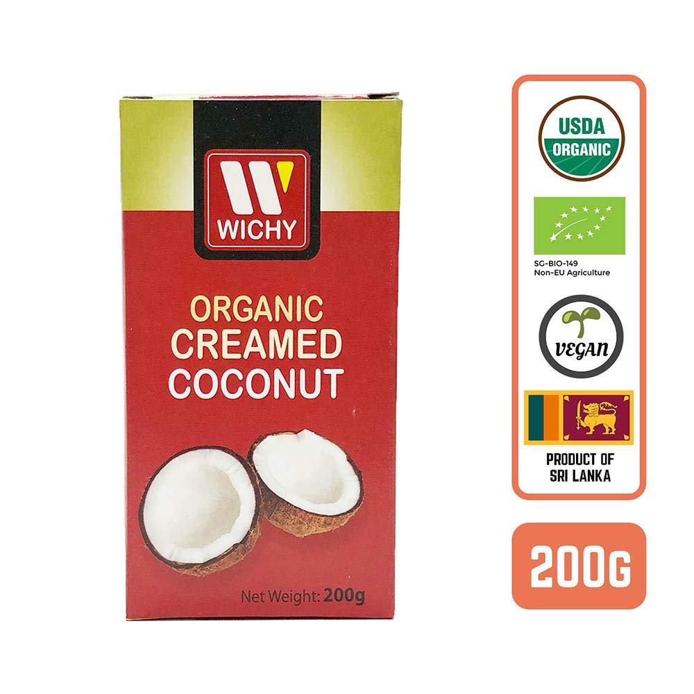 Wichy Organic Creamed Coconut | Vegan, Gluten Free, GMO Free | No Preservatives | Plant Based 200g