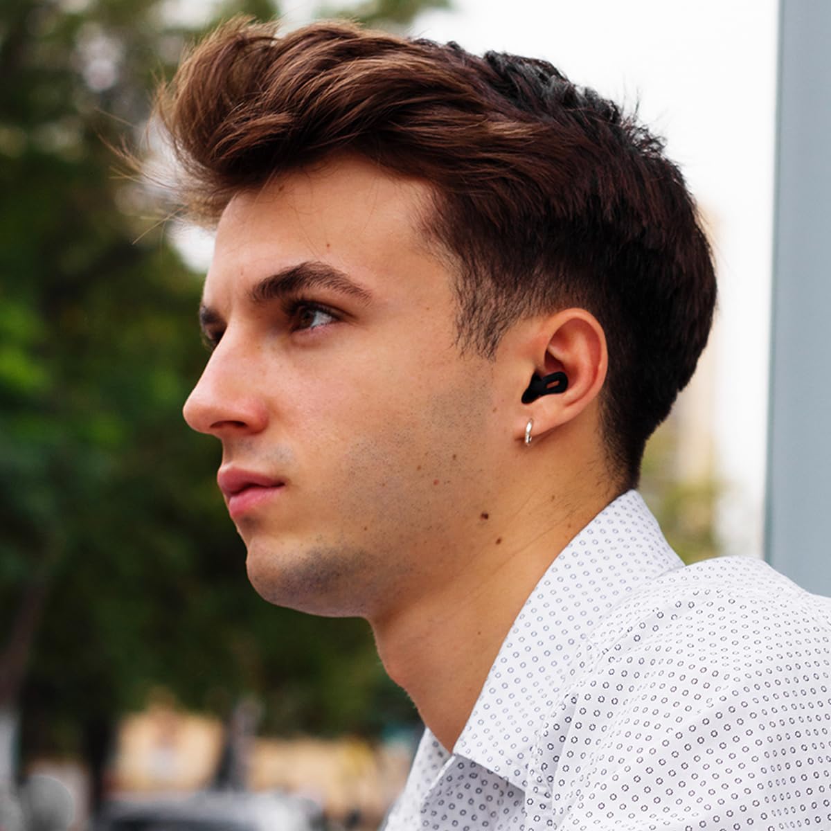 Bouchons d'oreilles Saccater Focus - Bouchons en silicone réutilisables pour la concentration, le travail, les études, le sommeil, les voyages, protection auditive, XS/S/M/L SNR 23 (Noir, Unité)