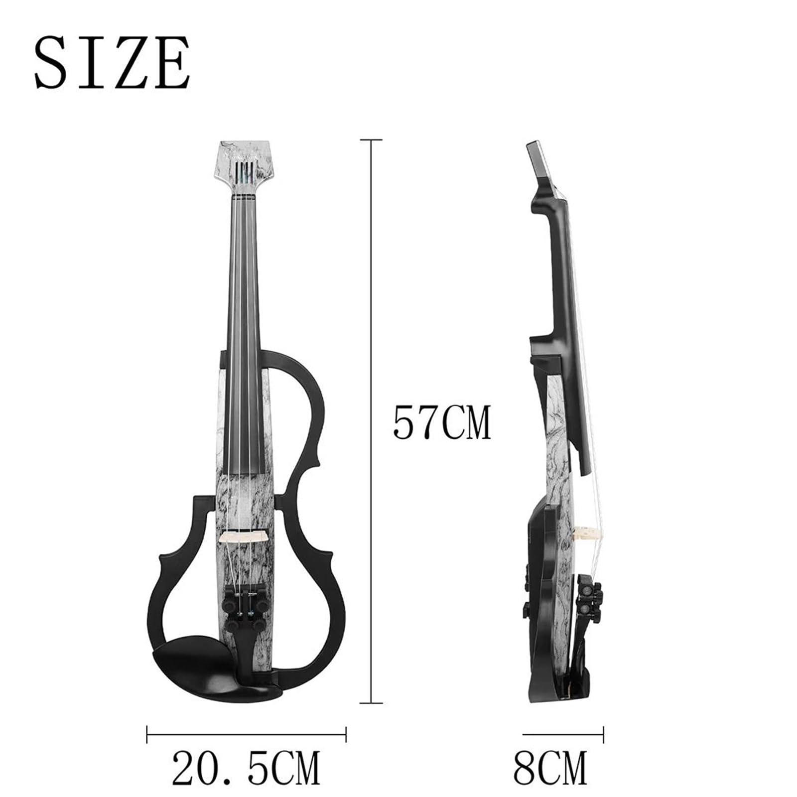 Początkujący Skrzypce Skrzypce Elektryczne 4/4 Bez Główki Karbonowe Ze Smyczkiem Kablem Słuchawkowym Podpórką Na Ramię Futerałem I Akcesoriami(Violin Set)