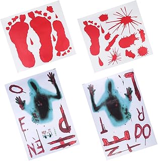 ULTECHNOVO Halloween Decorations Stickers- Horror Stickers Bloody Handprint Decal Handprint Stickers Blood Handprints Footprints