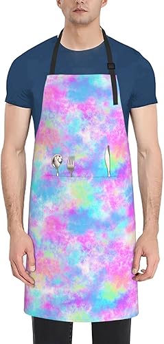 Miniatura 9 de SNAPMADE Delantal de cocina con 2 bolsillos para mujeres y hombres, ajustable, impermeable, para pintura de chef, delantal unisex