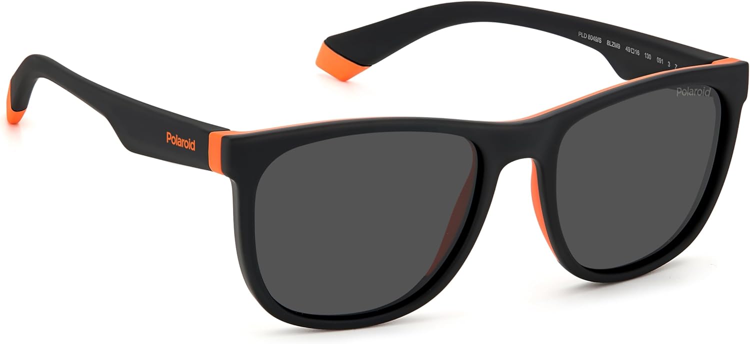 POLAROID KIDS PLD 8049/S 8LZ BLACK ORANGE 49/16/130 JUNIOR Sunglasses
