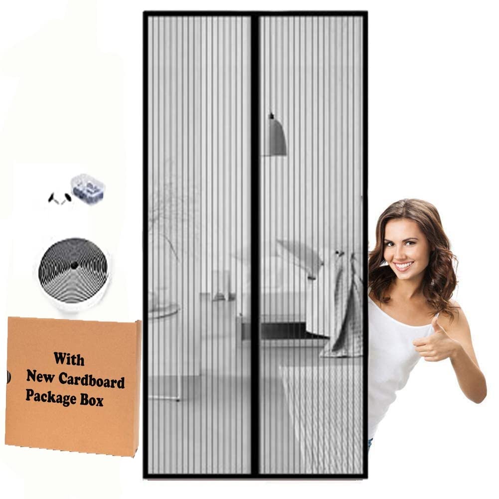 Shuban Mosquito Net for Door with Stay Open Buckle Auto-Closing Heavy Duty Hands Free Polyester Mesh Curtain | Pet and Kid Friendly for All Door Types (100 Cm X 210 Cm, Black) (B0763JZTVT) Amazon Price History, Amazon Price Tracker