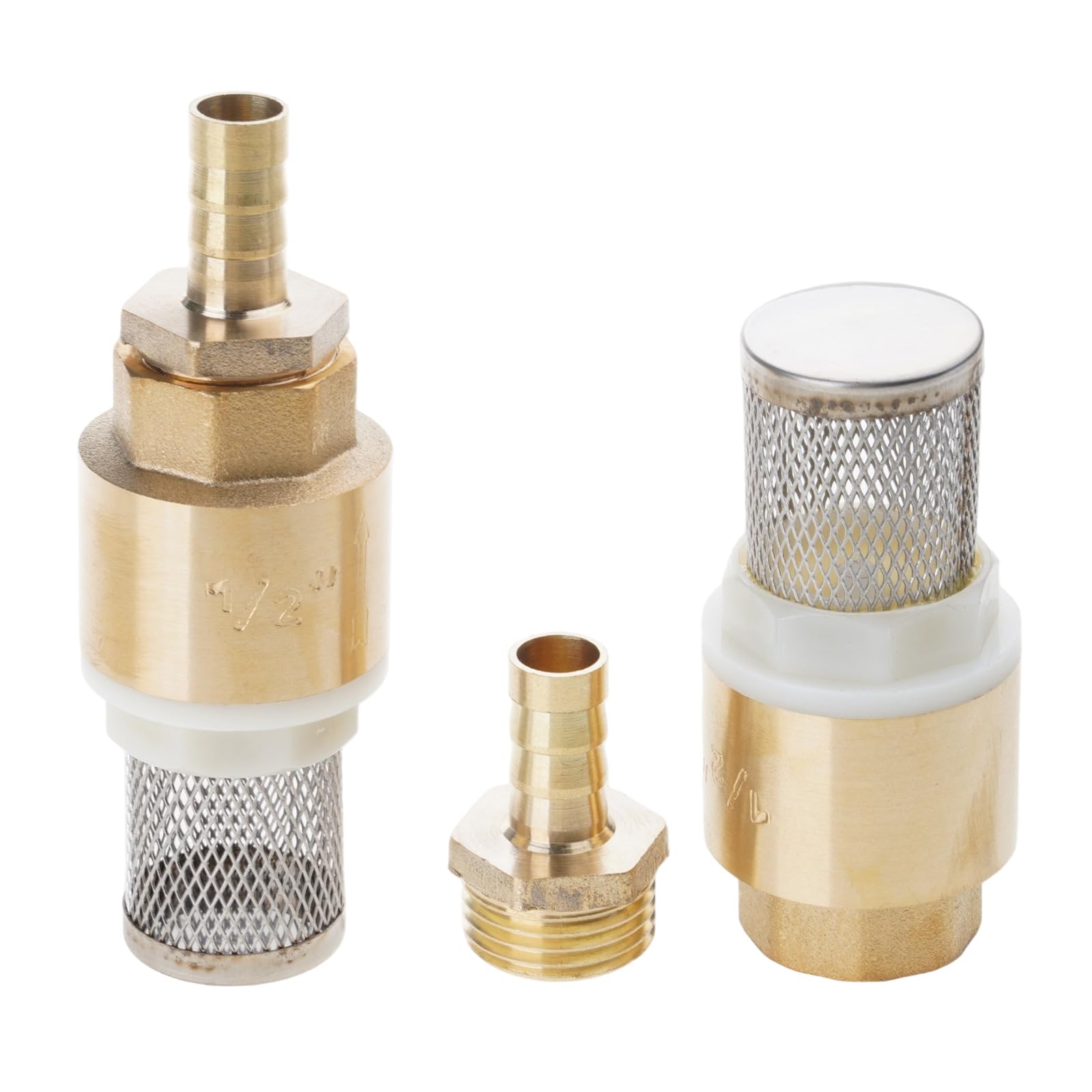 Hose Brass Check Valves 1 / 2inch Brass Foot Valves Strainer Filter Bottom with Hose Connection Rustproof Check