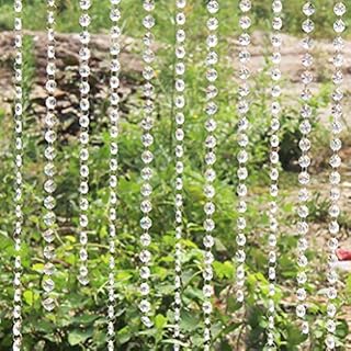 H&D 6FT 14mm Clear Crystal Octagon Beads Chain Chandelier Prisms Hanging Wedding Garland