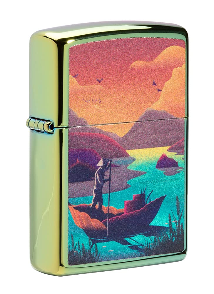 Zippo Briquet Tempête - Leaf Boating - Color Image - Finition Teal Haute Brillance - Rechargeable - Réutilisable - Design Coupe-Vent - Coffret Cadeau Fabriqué aux États-Unis