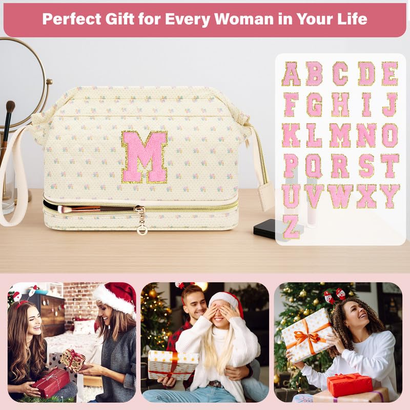 Make-up-Tasche mit Initialen-Motiv, Blau, Größe M: