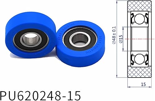 Miniatura 2 de Diameter 48mm, PU Polyurethane Bearing,Rubber Coated Soft PulleyRoller, Width 15mm Kindly