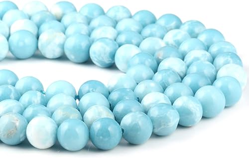 Miniatura 8 de Larimar Beads 100% Natural Ronda Piedra Perlas Sueltas para Joyería Collar Regalo 0.315in