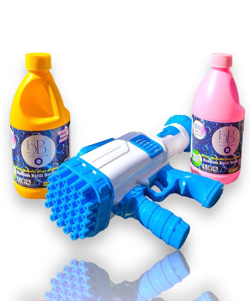 BLUE BEADS Combo 1000ml Non Toxic Bubble Solution Refill Bottle with 32 Hole Bubble Gun Toys for Kids Bubble Toy (Battery Cell not Included and Product Color May Vary) (B0CKXPMPNP) Amazon Price History, Amazon Price Tracker
