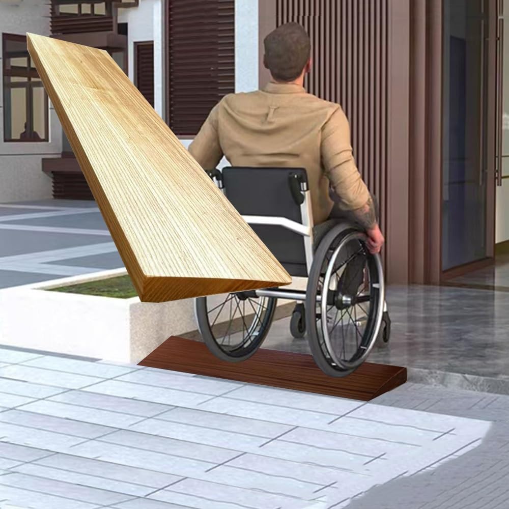 Rampa De Madera De Umbral Rampas De Madera para Entrada, Silla De Ruedas, Andador Rampas De Acceso para Puertas, Entradas, Escalones, Interior Acceso(Color A,60x15x3cm/23.6x6x1.2)