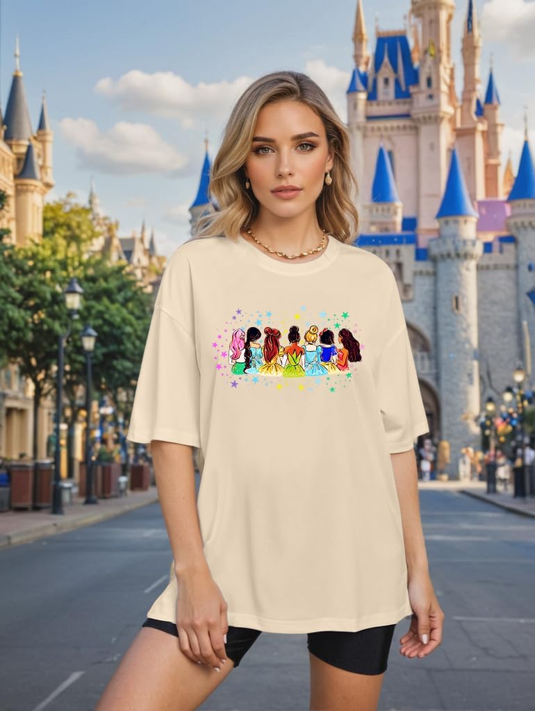 Magical Shirts for Women Oversized Magic Shirt Princess Graphic Tee Funny Family Vacation Casual Tee Tops - Image 3