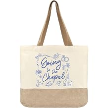 Bride Gifts Canvas Tote Bag, Bridal Shower Gifts, Bachelorette Gift for Bride, Wifey Wedding Gift, Blue Chapel Reusable Tote Bag for Wedding Engagement Parties Honeymoon Beach Travel