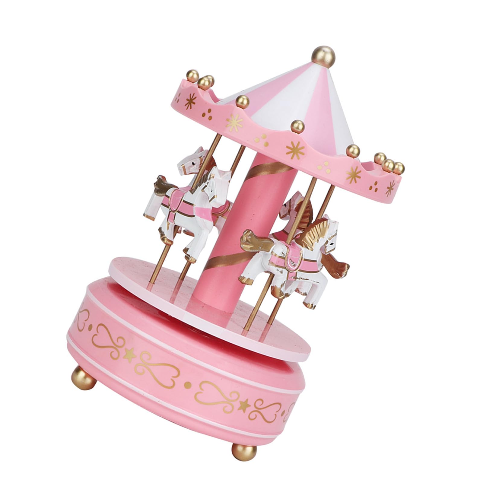 Jelquix Colorful Merry-Go-Round Music Box Carousel Girls with Rotating Horses Made of ABS Ideal for Christmas and Birthday Decorations (Pink)