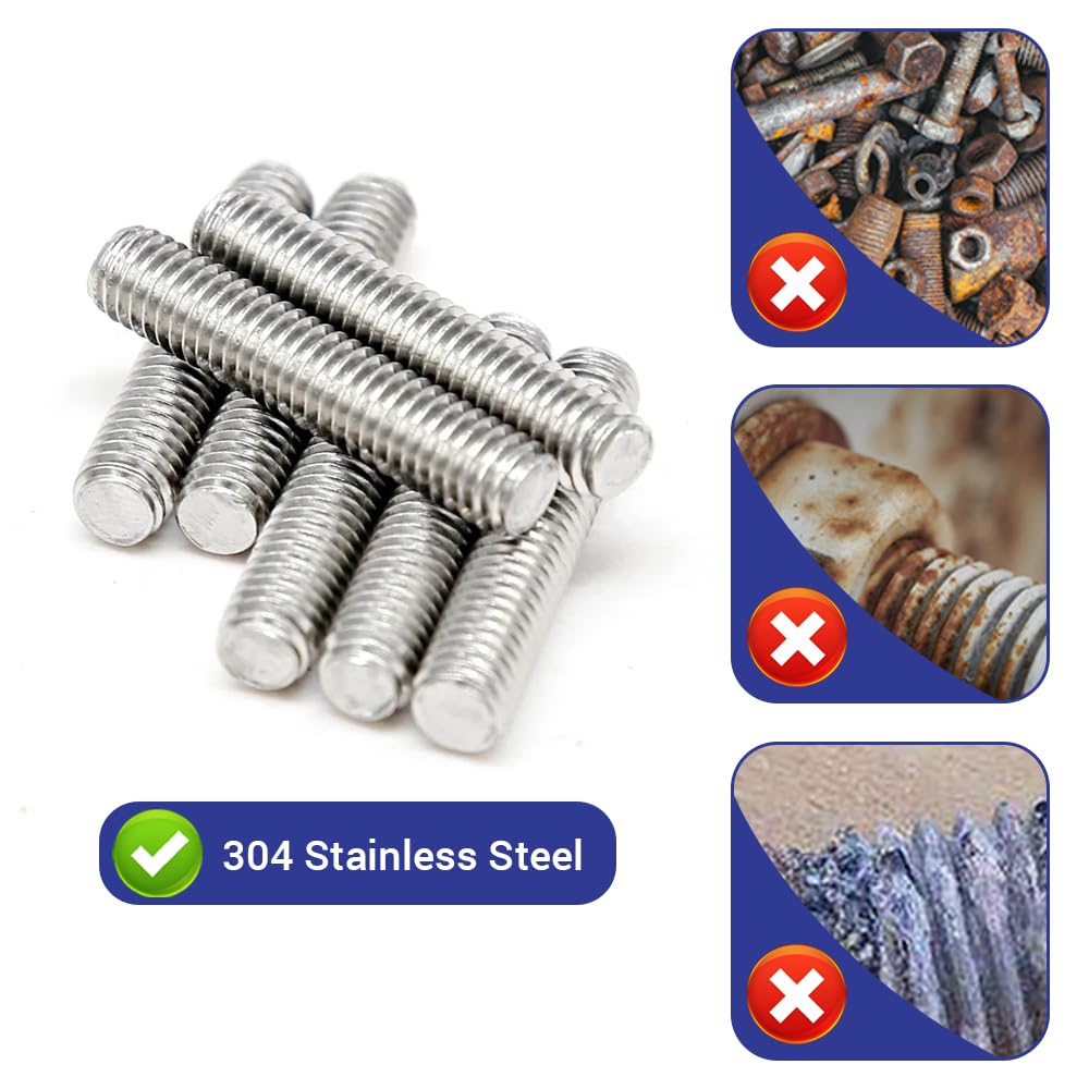 15 pezzi M10*50mm perno completamente filettato, barra filettata lunga in acciaio inossidabile 304 per elementi di fissaggio per la manutenzione industriale dei mobili