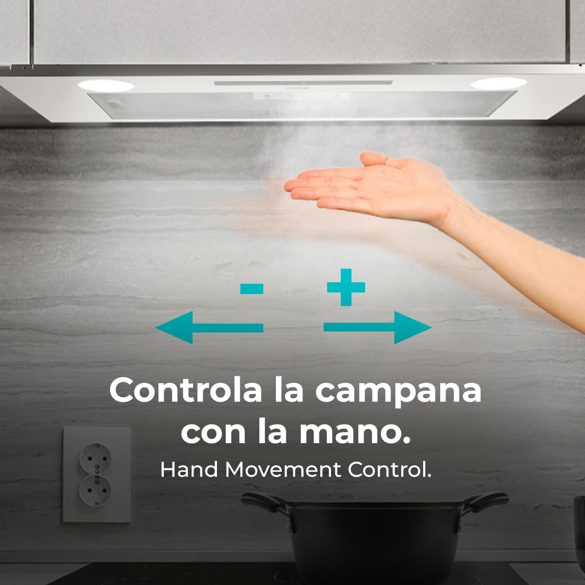 Cecotec Hotte Aspirante 75cm Bolero Flux IT 755500 Inox A++. Moteur 70W, 3 Niveaux de Puissance, Faible consommation, Finition inox, Puissance 550m³/h, Tactile, Booster, Lumière et Filtre à charbon