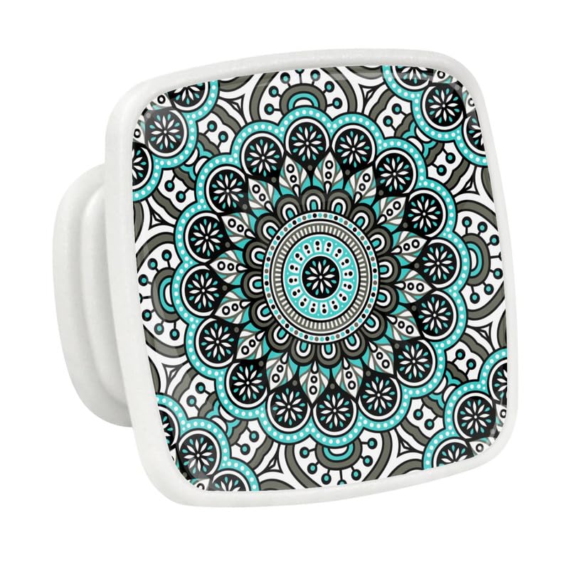 Boutons de placard bohème fleur turquoise pour décorer la cuisine et la chambre