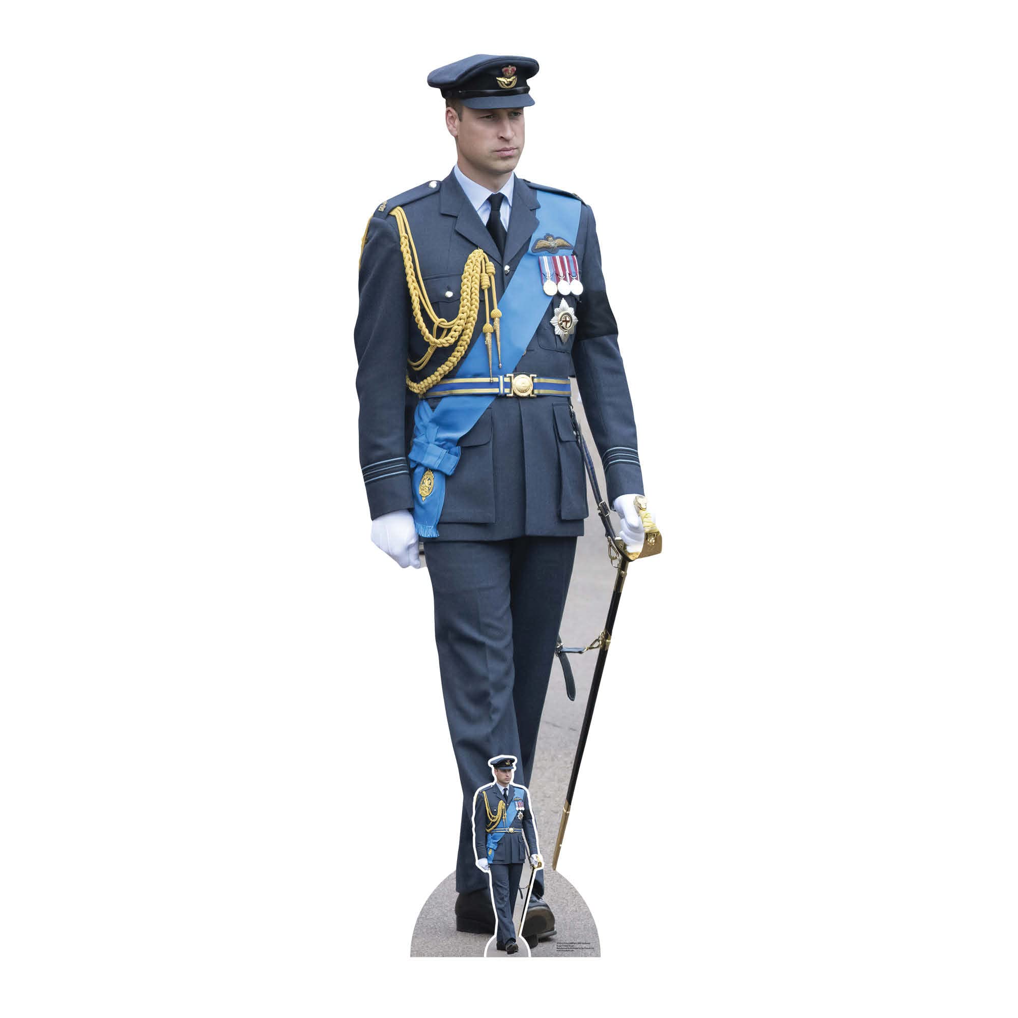 Star Cutouts SC4213 Prince William RAF Uniform Lifesize Cardboard Cutout With Mini - Ideal for Displays, Events & VE Day Celebrations