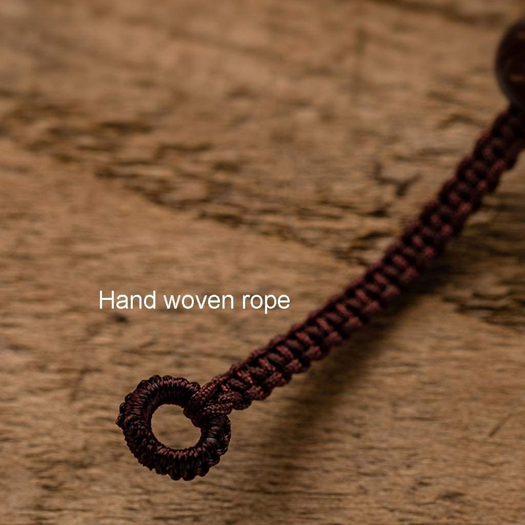 Llavero Decorativo Llaveros De Madera Sándalo Negro Llavero Hecho A Mano Cordón Tejido A Retro Adorno Colgante Ideal Para MúLtiples Ocasiones