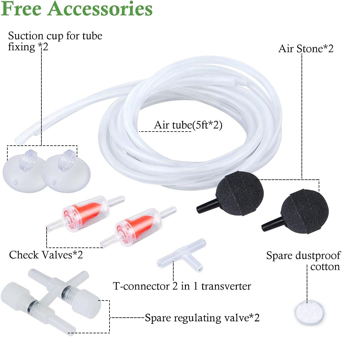 HITOP 4W/5W Adjustable Aquarium Air Pump Set, 80/100GPH Quiet and Powerful Aerator Pump for Fish Tank up to 180 Gallon or Hydroponics (4W-80GPH) : Pet Supplies