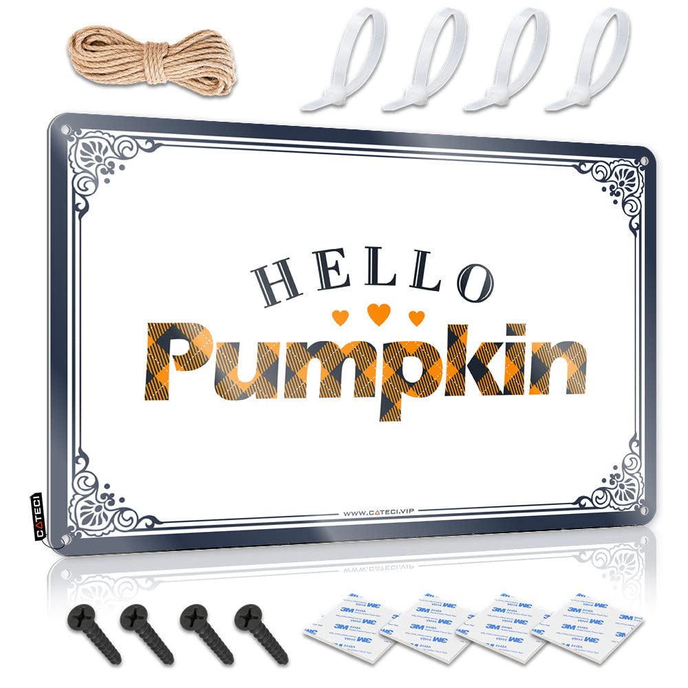 IBWNBBUSN Bar Signs For Home Bar Funny Hello Pumpkin Tin Sign 3 Stuff For Your Room Funny Bar Signs For Home Bar(30X40CM)