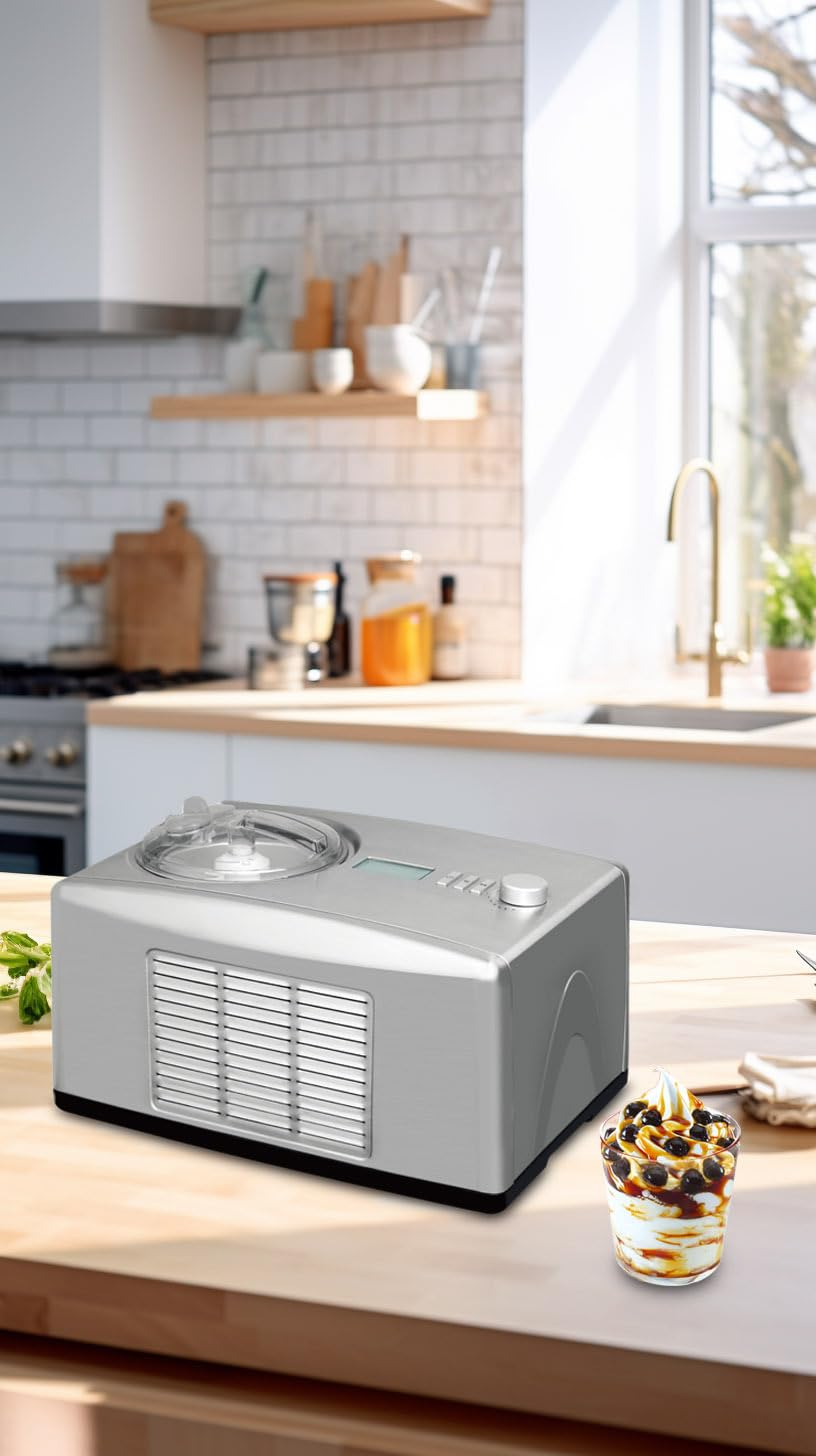 Tarrington House máquina de helado ICM1500N, inox/plástico, 40.2 x 28.1 x 25 cm, pantalla LCD, 1.5 L, antideslizante, temporizador, 150 W, plateado