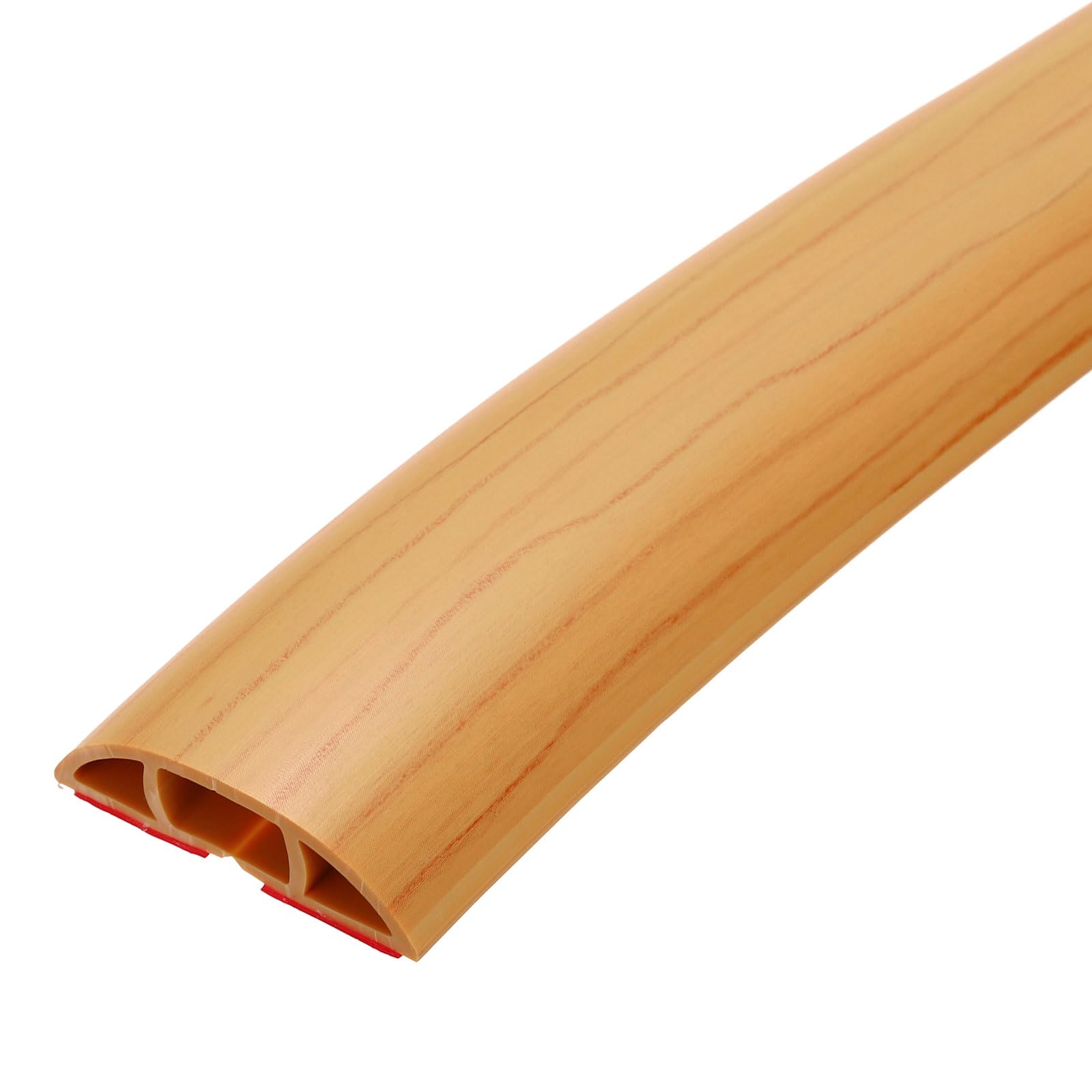 sourcing map 6m Floor Cord Cover, Self Adhesive Cord Hider 40mm for Cable Management Cable Protector, Light Brown Wood