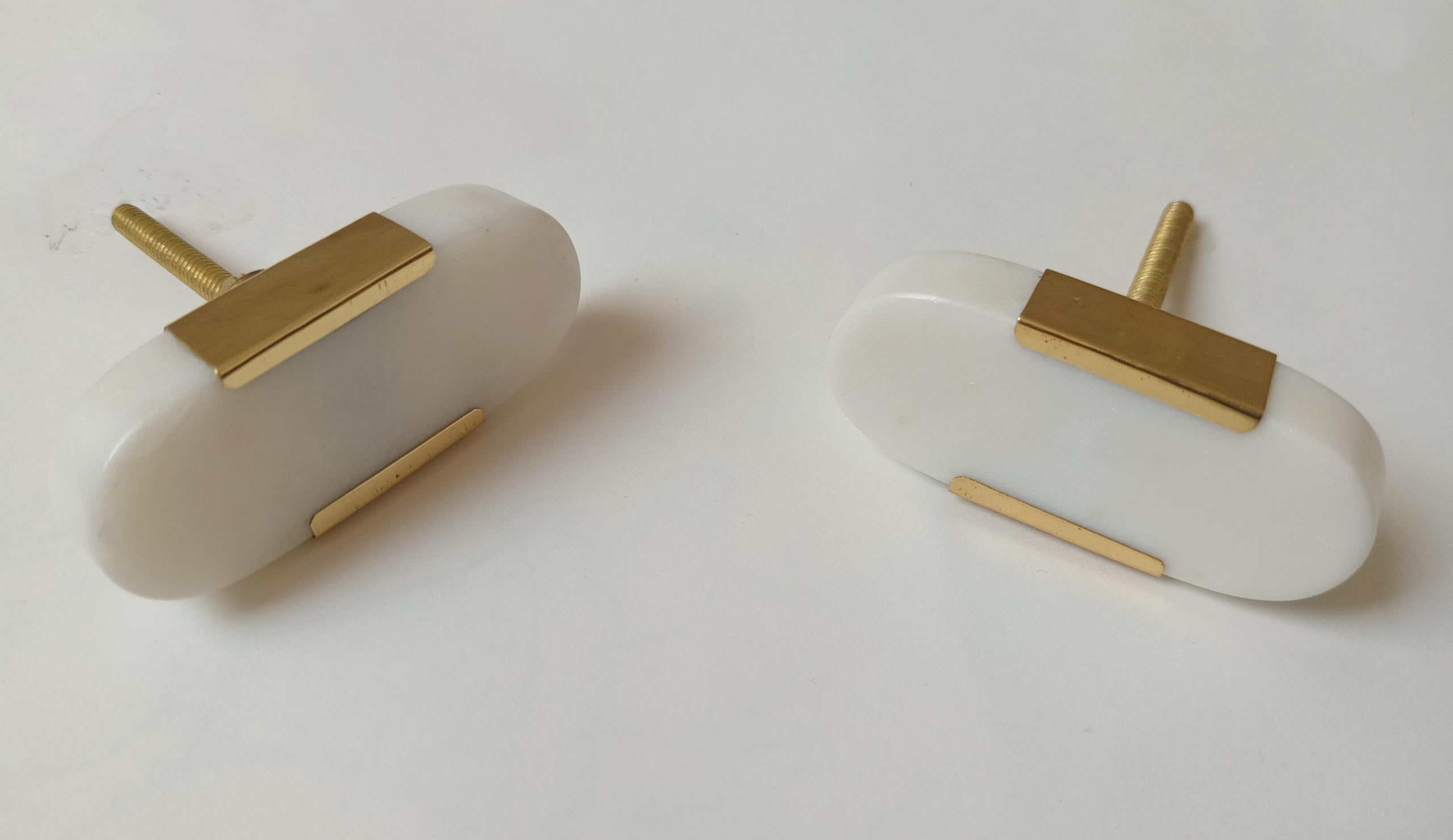 KRISHNA MEHTA Stone Knobs for Cabinets and Drawers with Gorgeous Finish - Set of 4 (White)