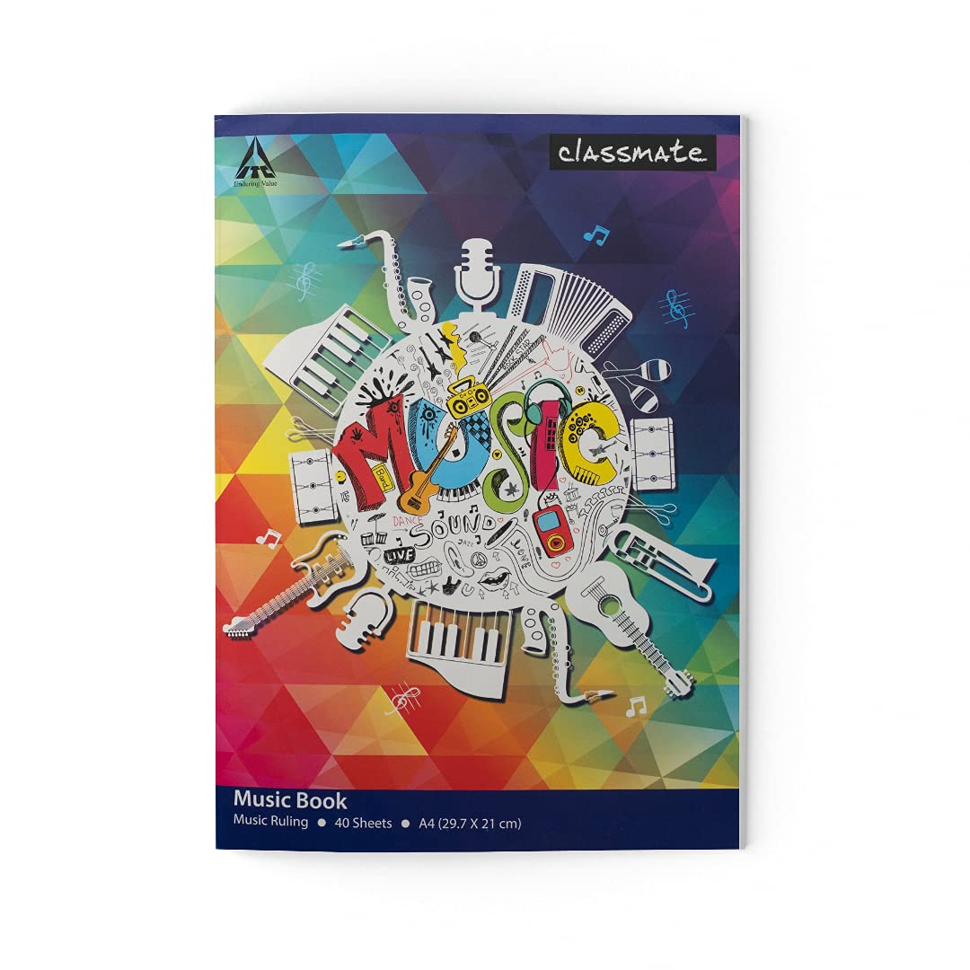 Classmate Music Notebook Centre Stapled 297 X 210 70-Gsm Music Ruiling 80 Pages 6 Pcs Set