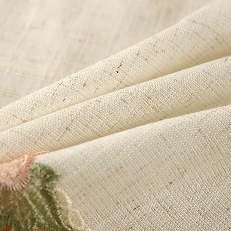 Floral Embroidered Lace Curtain Valance, 52"x24" Rod Pocket Window Valance for Kitchen Bedroom Farmhouse Decor