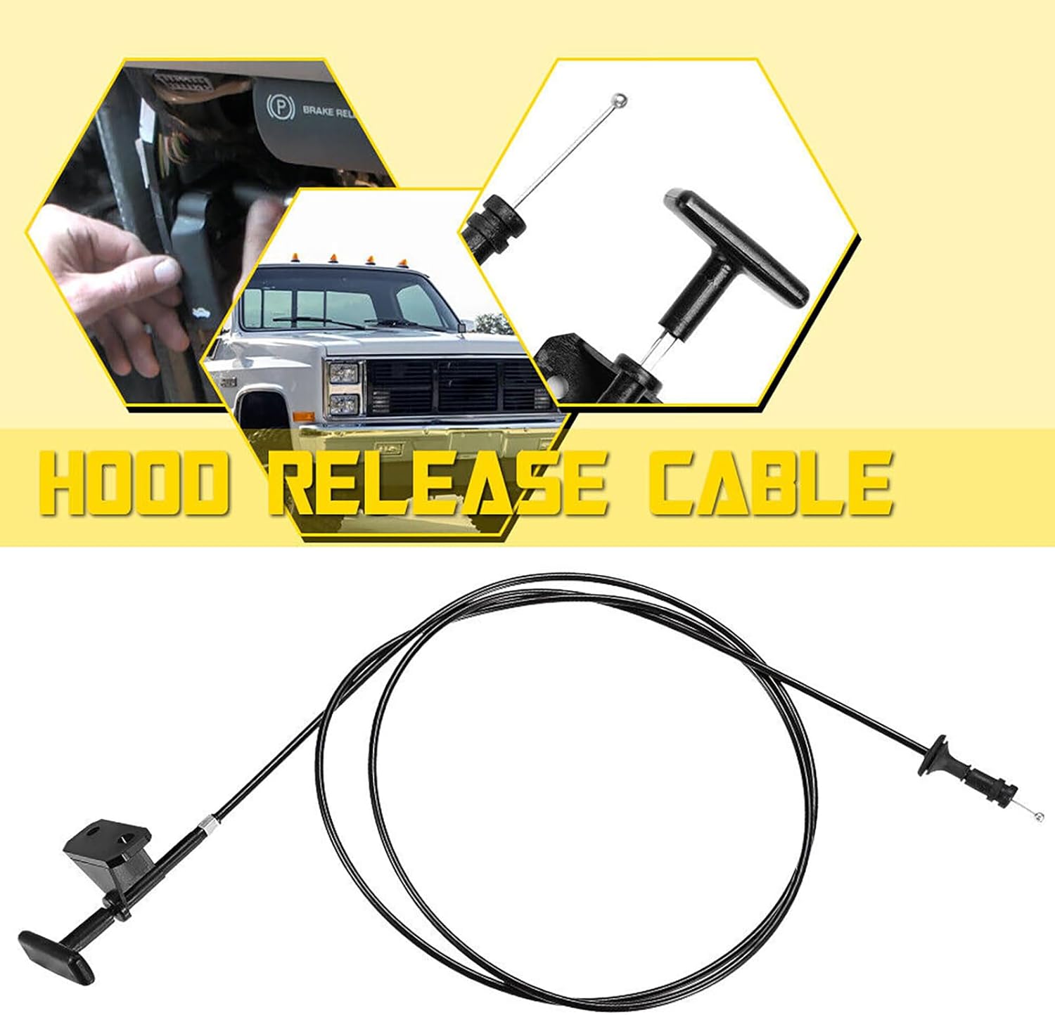 Replacement Car Hood Latch Release Cable with Handle for Chevrolet V1500 Truck Hood Release Handle 1987