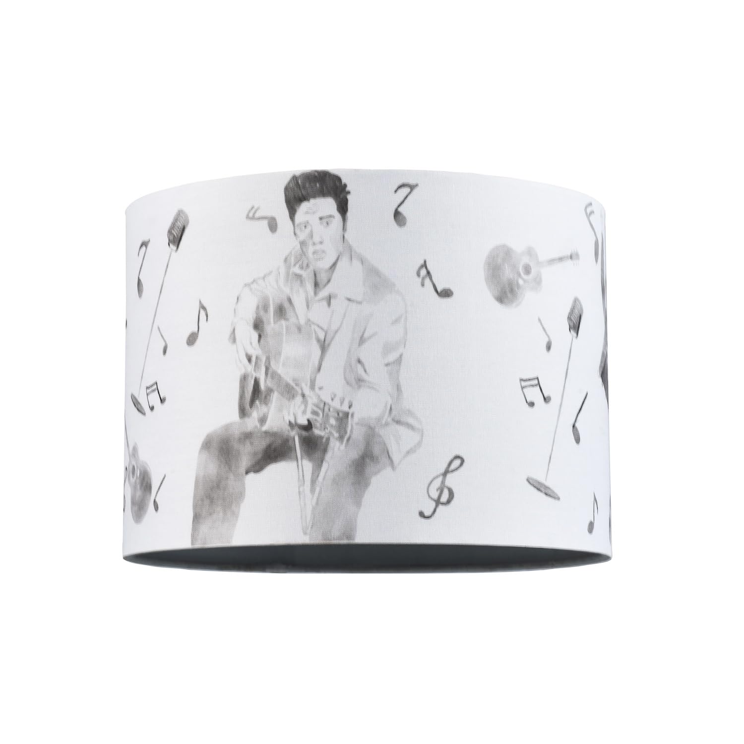 Elvis Presley Themed Linen Lampshade with Famous Poses and Guitars Musical Notes | 25cm x 18cm | 60w Maximum | Inner Cotton Lining by Happy Homewares