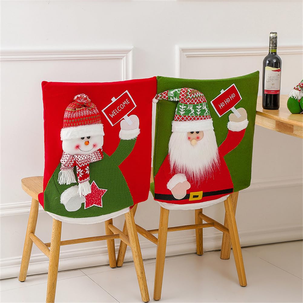 Fundas para Sillas Navideñas, 2/4/6 Piezas Fundas para Sillas de Comedor de Decoración de Navidad, Suave Fundas Protectoras Sillas de Cocina de Navidad (4 Piezas,Xmas)