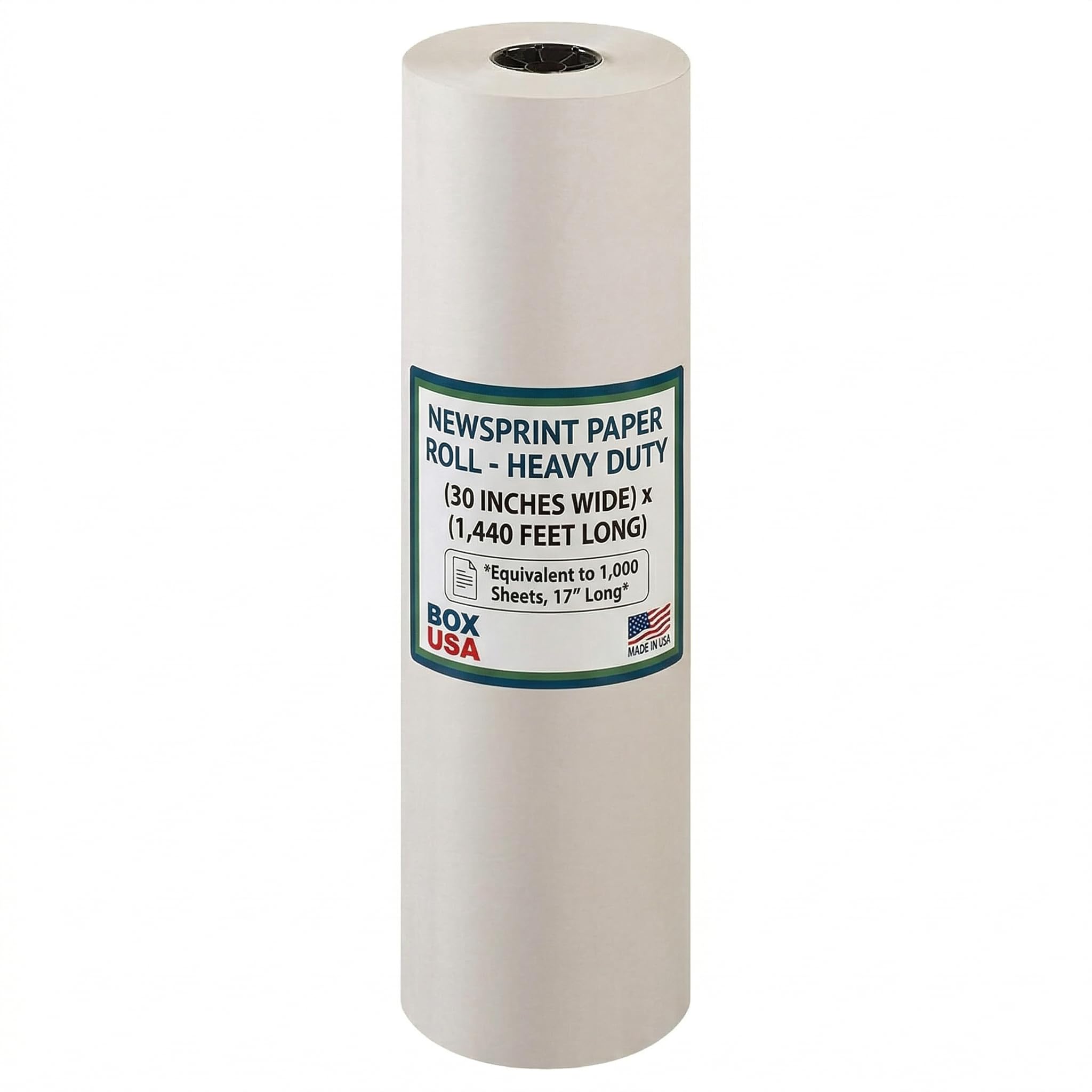 BOX USA White Newsprint Paper Roll 30x17280" (1440'), Recycled for Packing
