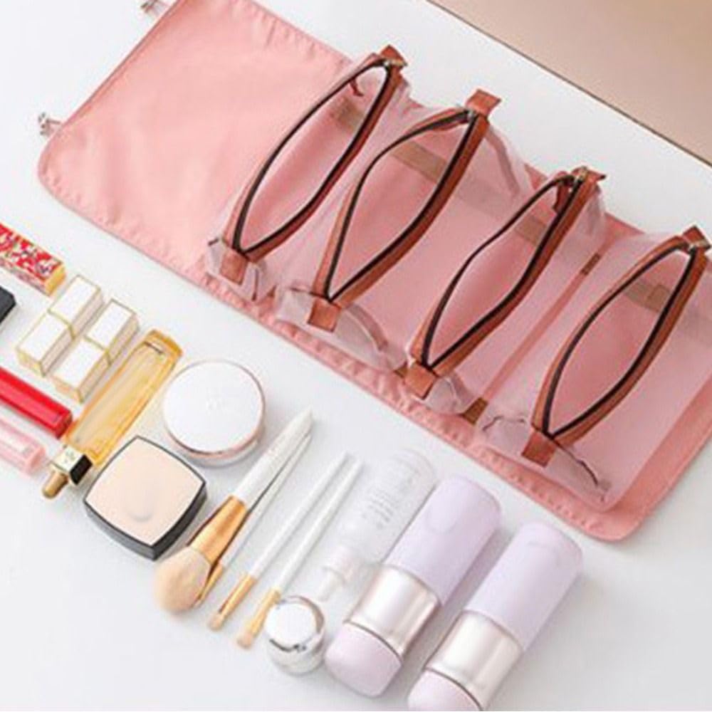 Borsa da Toilette Multifunzione, Organizer da Viaggio Arrotolabile per Cosmetici, Beauty Case, Pochette da Toilette da Appendere, Astuccio per Il Trucco